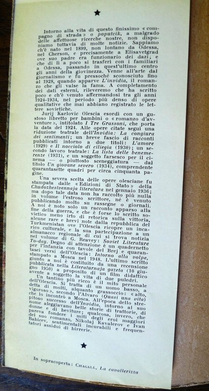 Jurij Karlovič Oleša(Olescia),L'INVIDIA,1952 Casini[narrativa russa,ZAVIST'