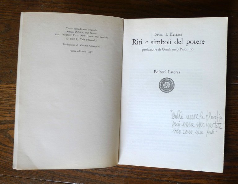 Kertzer,RITI E SIMBOLI DEL POTERE,1989 Laterza[storia,politica,Pasquino