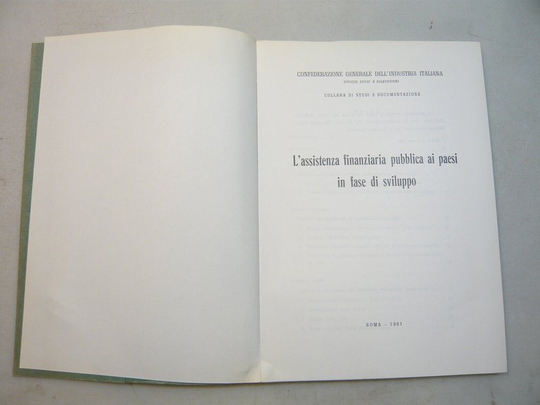 L’ASSISTENZA FINANZIARIA PUBBLICA AI PAESI IN FASE DI SVILUPPO,Roma, 1961