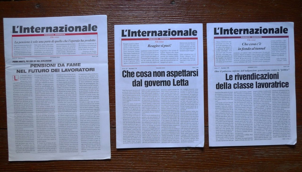 L'INTERNAZIONALE.PERIODICO COMUNISTA 41/119/123 2003-14[UCI Unione Comunista Int | Immagine principale