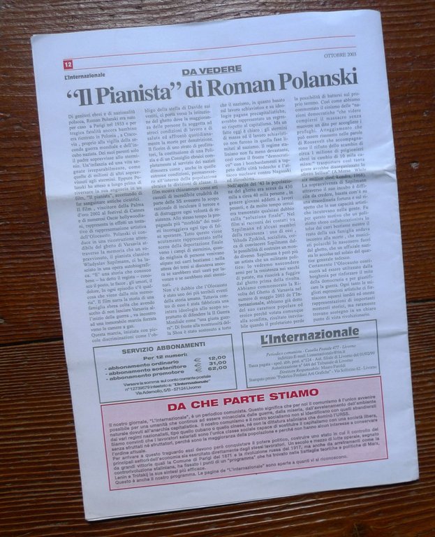 L'INTERNAZIONALE.PERIODICO COMUNISTA 41/119/123 2003-14[UCI Unione Comunista Int | Immagine Gallery 3