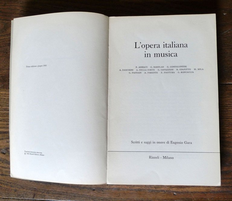 L'OPERA ITALIANA IN MUSICA,1965 Rizzoli[in onore di Eugenio Gara,LIRICA,VERDI