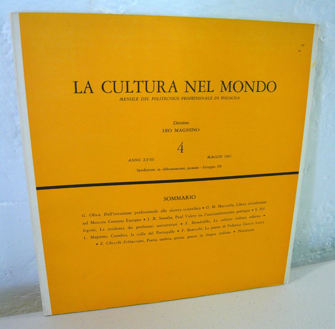 LA CULTURA NEL MONDO n.4 1962.Mensile del Politecnico Professionale di …