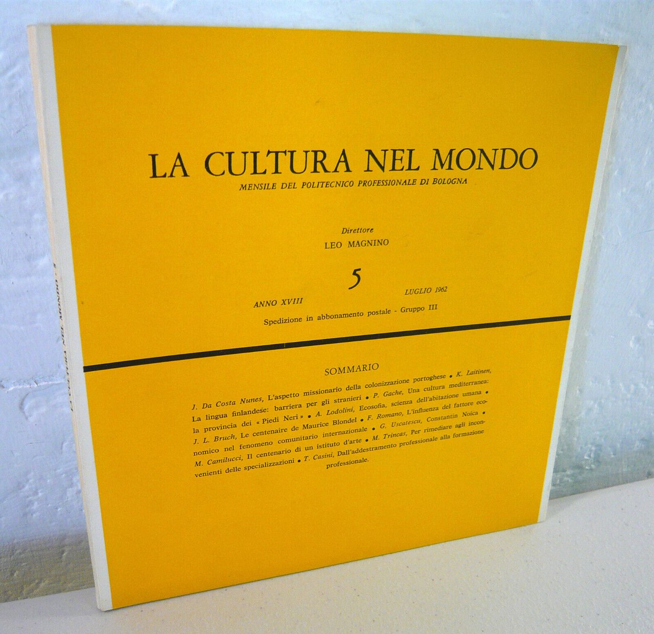 LA CULTURA NEL MONDO n.5 1962.Mensile del Politecnico Professionale di …