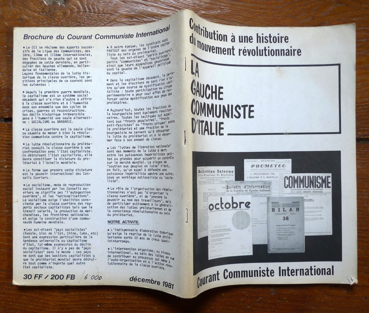 LA GAUCHE COMMUNISTE D'ITALIE,1982 CCI[storia comunismo,Italia,Bordiga | Immagine principale