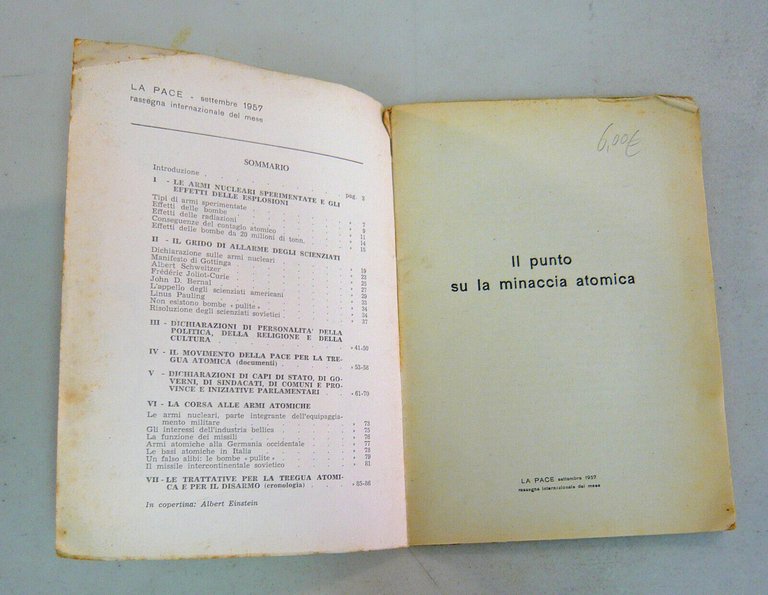 LA PACE-settembre 1957.IL PUNTO SU LA MINACCIA ATOMICA[armi nucleari
