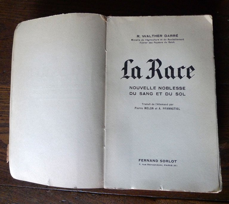 LA RACE. NOUVELLE NOBLESSE DU SANG ET DU SOL. (NEUADEL …
