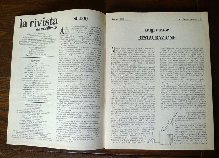 LA RIVISTA DEL MANIFESTO n.1 dic.1999[comunismo,congresso DS,guerra balcanica