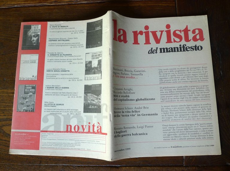 LA RIVISTA DEL MANIFESTO NOV.1999[comunismo,globalizzazione,guerra balcanica