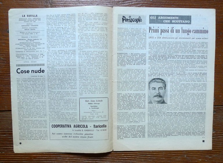 LA SQUILLA.Settimanale della Fed.Prov.bolognese del PSI,1964[Partito Socialista | Immagine Gallery 2