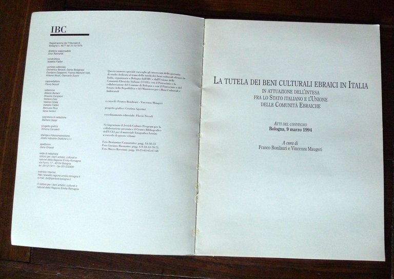 LA TUTELA DEI BENI CULTURALI EBRAICI IN ITALIA,1994 Atti del …