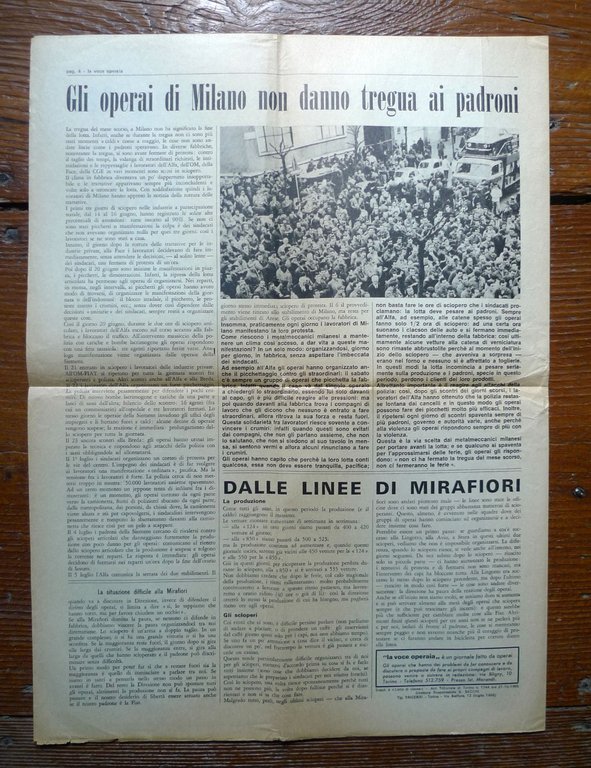 LA VOCE OPERAIA Lug.1966[Lotta alla Fiat,autonomia,Torino,comunismo | Immagine Gallery 3