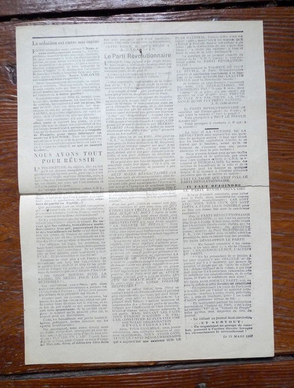 LA VOLONTÈ DU PEUPLE n.1 1957[PARTI RÉVOLUTIONNAIRE,comunismo