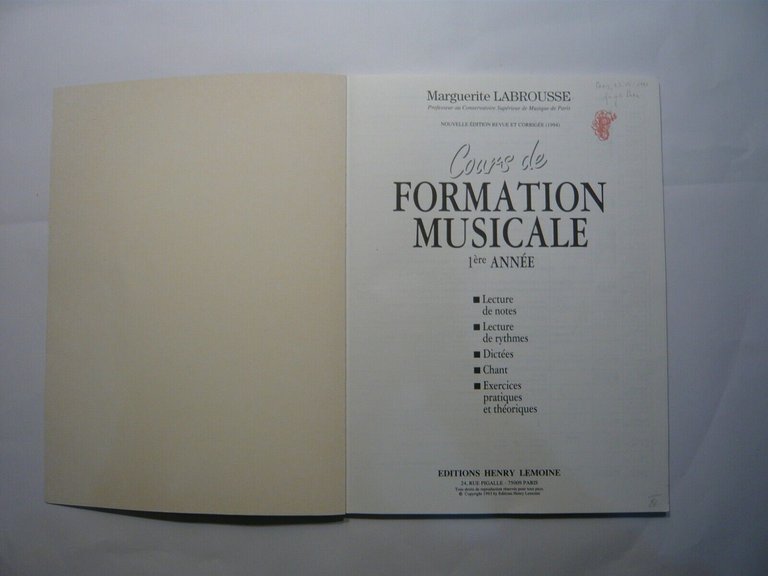 Labrousse,COURS DE FORMATION MUSICALE,voll. 1,2,3 ,1993[musica,manuale