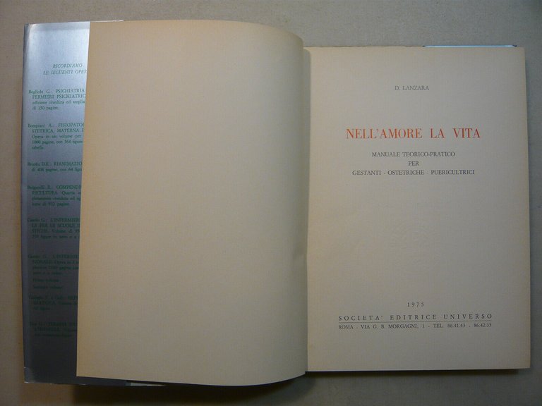 Lanzara,NELL’AMORE LA VITA,Roma 1975Manuale gestanti-ostetriche puericultrici
