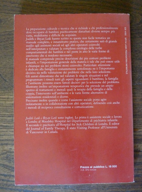 Lask,PSICHIATRIA INFANTILE PER OPERATORI SOCIALI,1985 Zanichelli[MANUALE