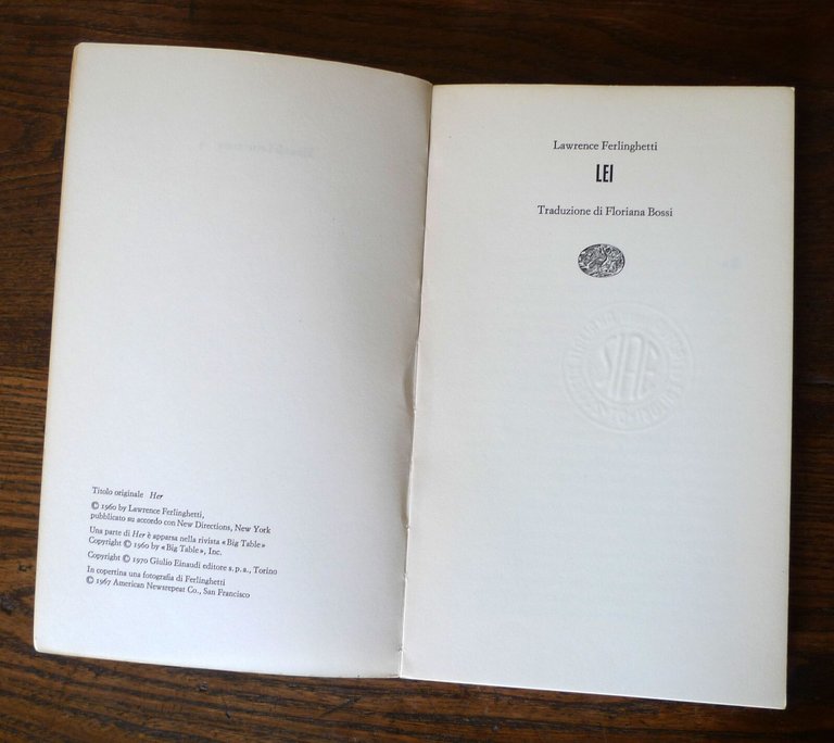 Lawrence Ferlinghetti,LEI,1970 Einaudi prima edizione