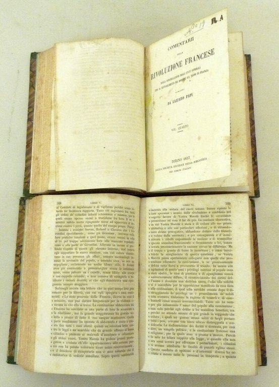 Lazzaro Papi,COMENTARII DELLA RIVOLUZIONE FRANCESE,1853[storia Francia