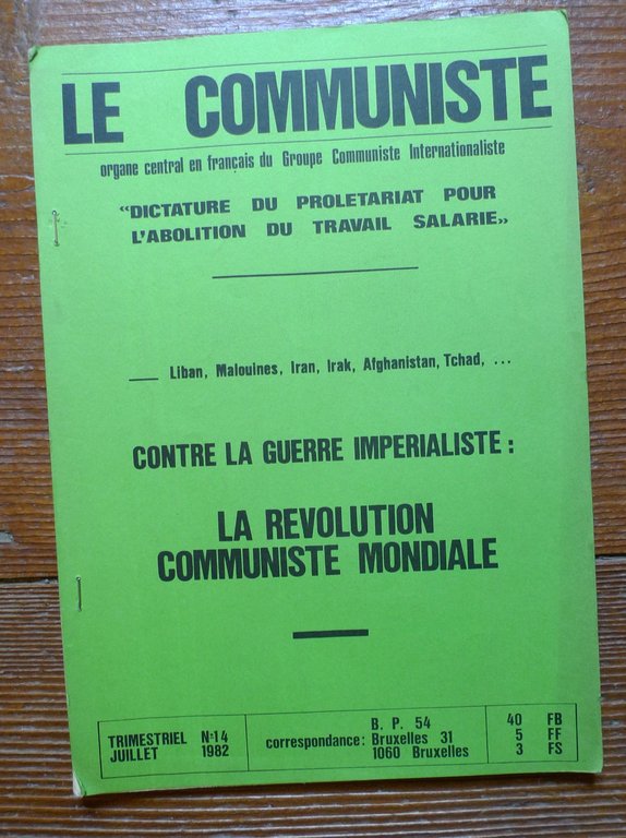 LE COMMUNISTE 14 1982.Groupe Communiste Internationaliste,Bruxelles[comunismo | Immagine Gallery 1
