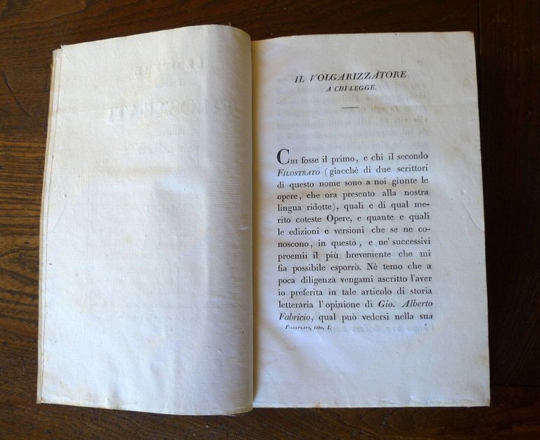 LE OPERE DEI DUE FILOSTRATI VOLGARIZZATE DA V.LANCETTI,1828[STORIA,FILOSOFIA