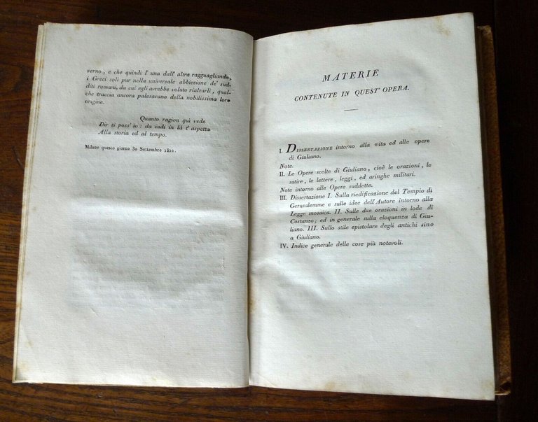 LE OPERE SCELTE DI GIULIANO IMPERATORE,1822 Sonzogno[volgarizzate da PETRETTINI