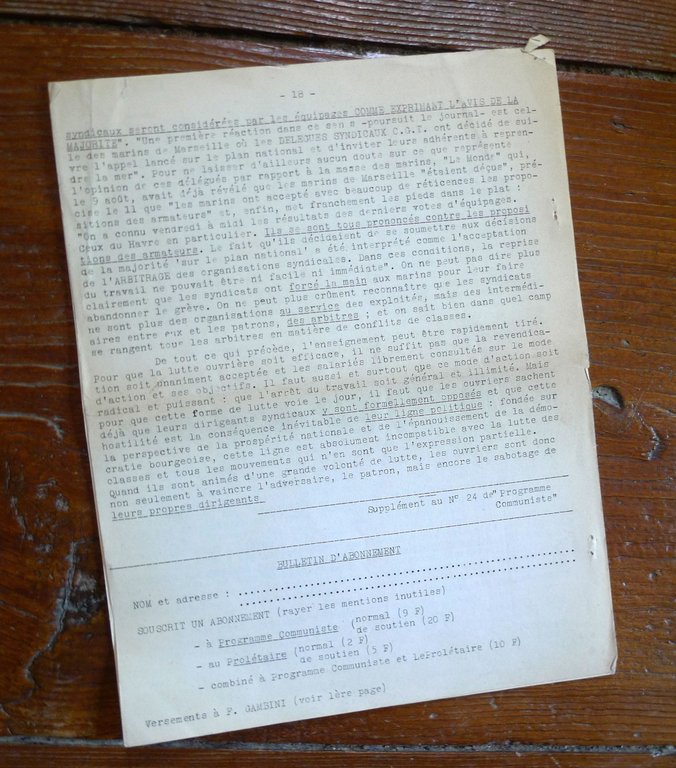LE PROLETAIRE 1/2 Jui/Sep 1963.Bulletin PARTI COMMUNISTE INTERNATIONALISTE[PCInt | Immagine Gallery 4
