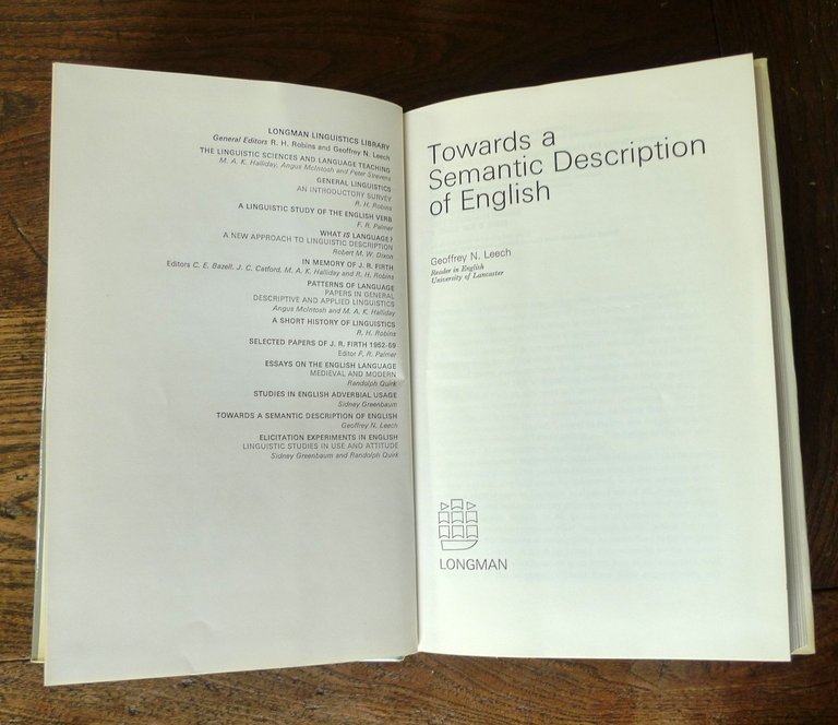 Leech,TOWARDS A SEMANTIC DESCRIPTION OF ENGLISH,1971 Longman[linguistica | Immagine Gallery 3