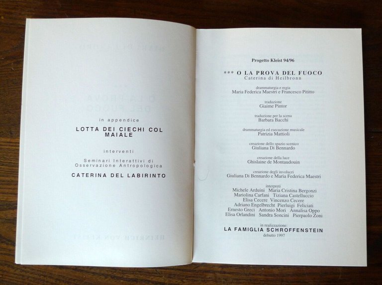 LENZ RIFRAZIONI.O LA PROVA DEL FUOCO.CATERINA DI HEILBRONN,'96[teatro,VON KLEIST