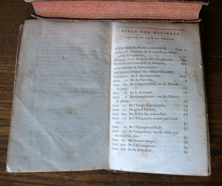 LES CARACTERES DE THEOPHRASTE,TRADUITS PAR LA BRUYERE,1810[TEOFRASTO,CARATTERI