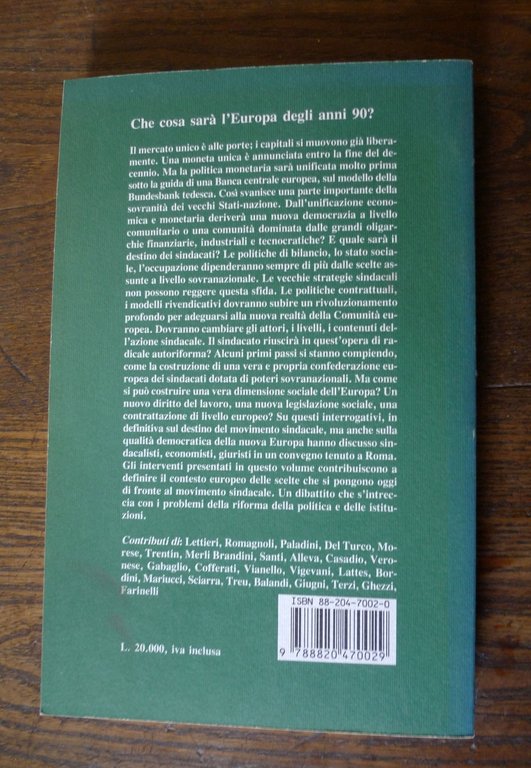 Lettieri/Romagnoli,EUROPA E SINDACATO.Politica dei redditi e contrattazione,1991 | Immagine Gallery 2