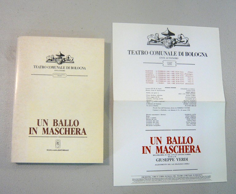 Libretto UN BALLO IN MASCHERA,Teatro Comunale di Bologna '91[Verdi,musica,lirica