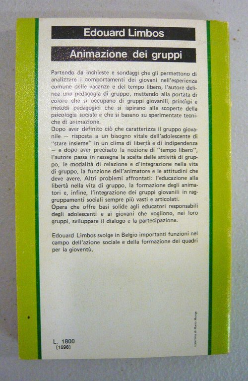 Limbos,ANIMAZIONE DEI GRUPPI NEL TEMPO LIBERO,1973 Coines[pedagogia,psicologia