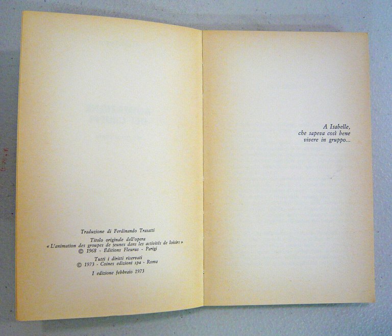 Limbos,ANIMAZIONE DEI GRUPPI NEL TEMPO LIBERO,1973 Coines[pedagogia,psicologia