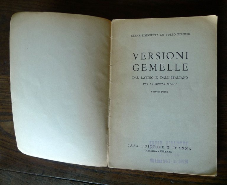 Lo Vullo Bianchi,VERSIONI GEMELLE DAL LATINO E DALL'ITALIANO I,1959[SCUOLA | Immagine Gallery 2