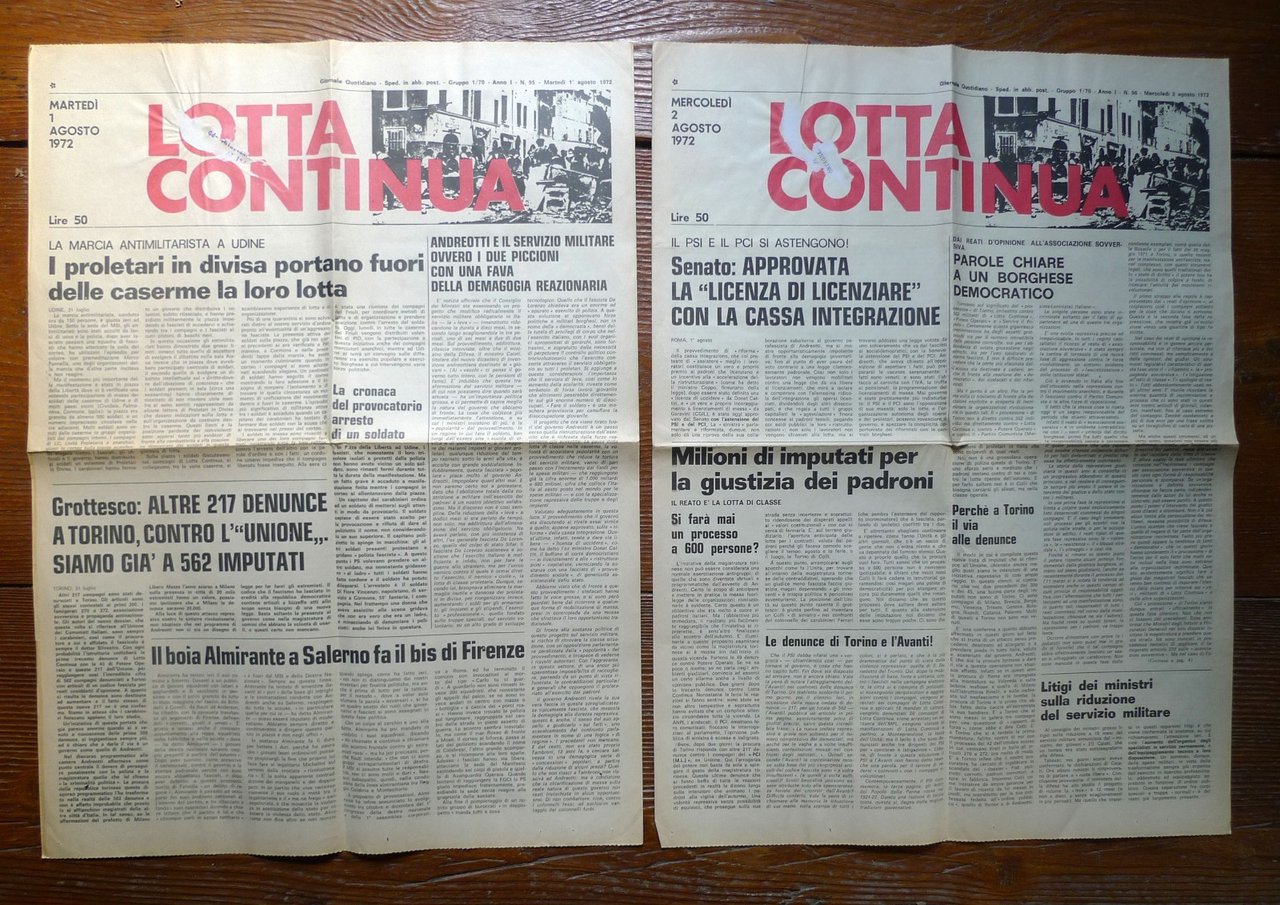 LOTTA CONTINUA.GIORNALE QUOTIDIANO.Agosto 1972[comunismo,Mario Lupo | Immagine principale