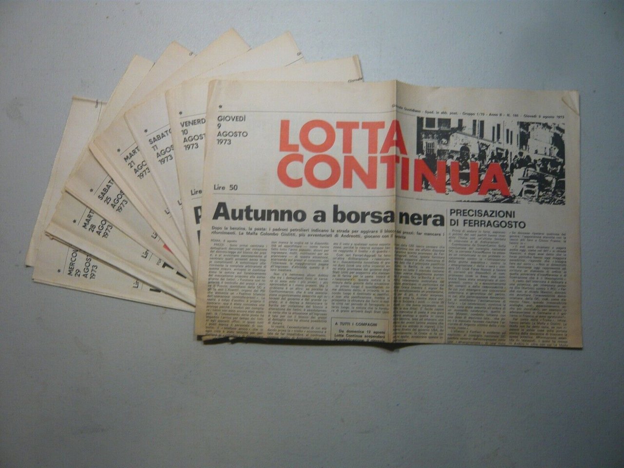 LOTTA CONTINUA.Giornale Quotidiano,Agosto 1973[contestazione,movimento