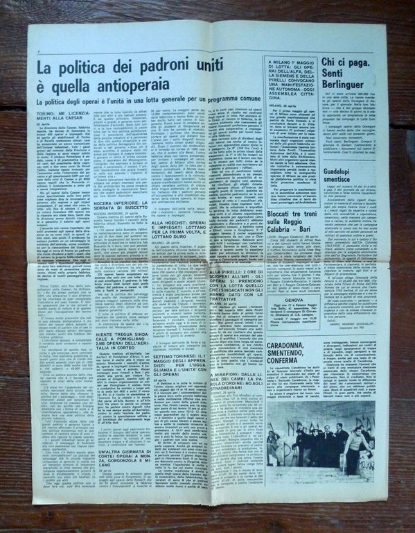 LOTTA CONTINUA Giornale Quotidiano Anno I-N.17 Sabato 29 Aprile 1972[comunismo