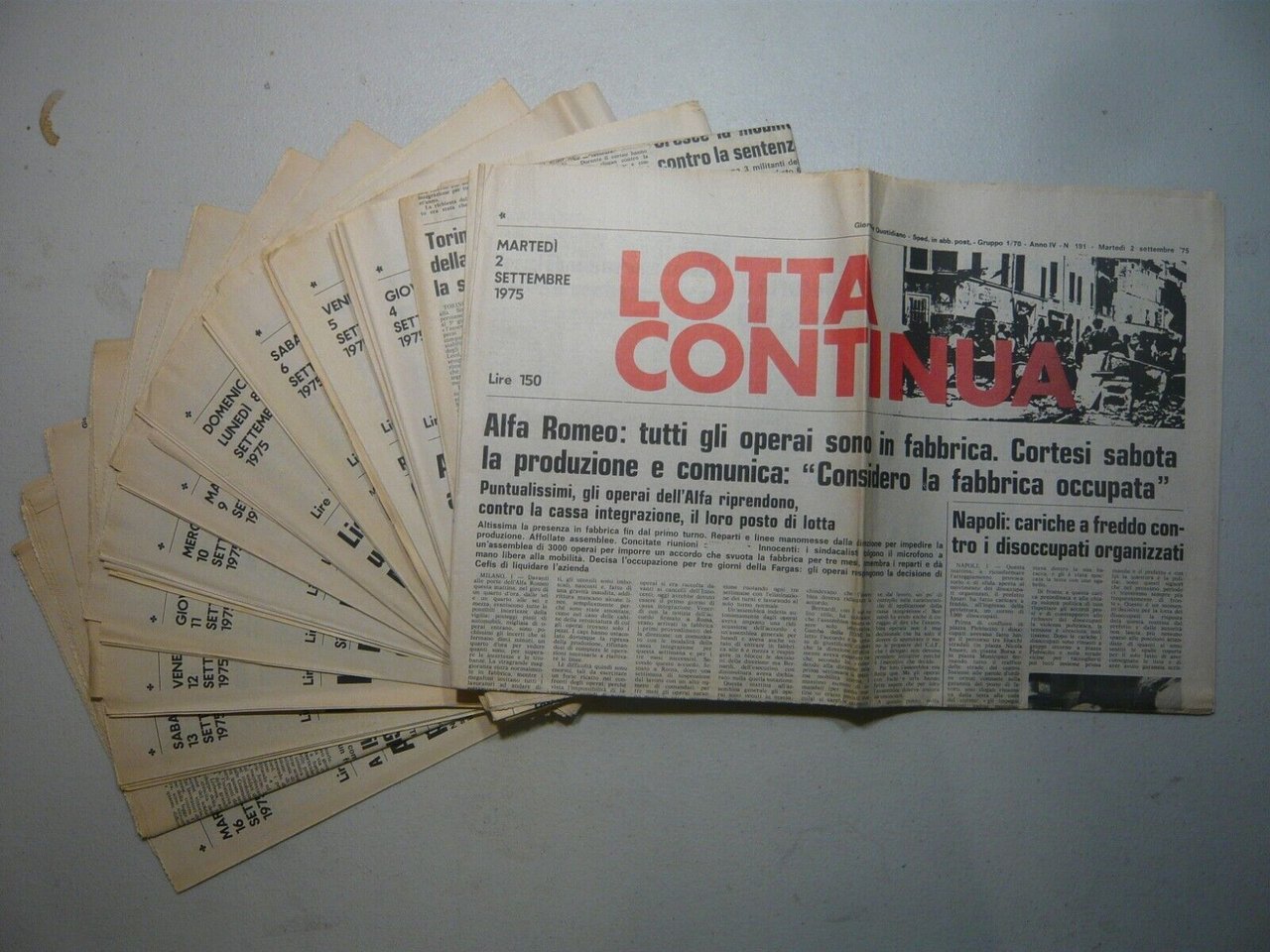 LOTTA CONTINUA.Giornale Quotidiano,Sett. 1975[politica,contestazione,movimento