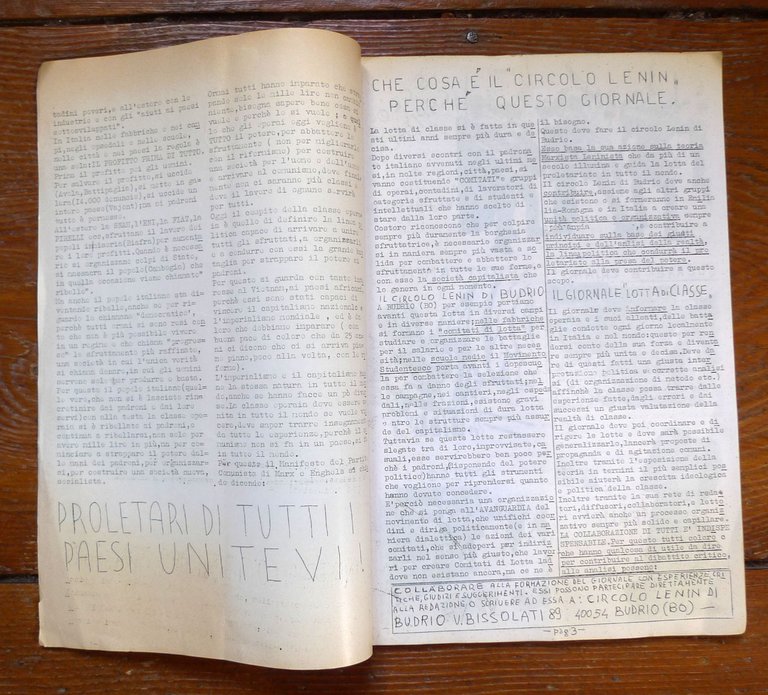 LOTTA DI CLASSE n.1 1970.GIORNALE POLITICO.CIRCOLO LENIN DI BUDRIO[comunismo
