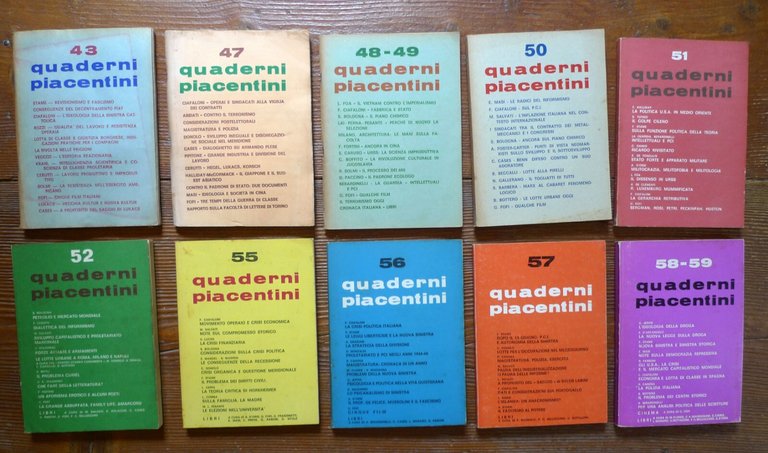 Lotto 29 QUADERNI PIACENTINI.Periodico bimestrale,1967-1980[rivista,politica
