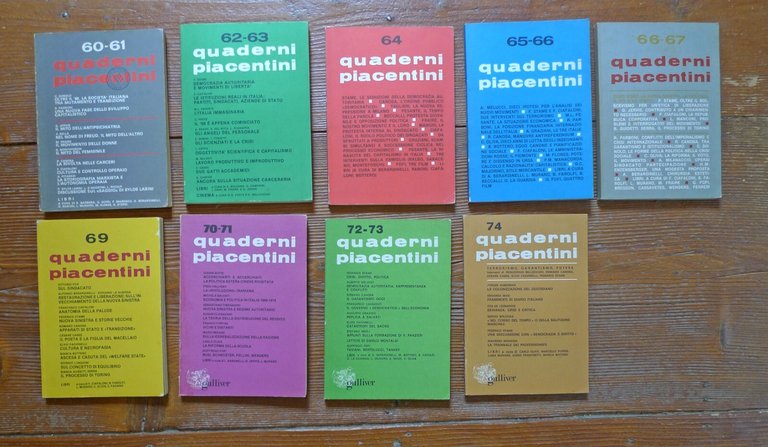 Lotto 29 QUADERNI PIACENTINI.Periodico bimestrale,1967-1980[rivista,politica