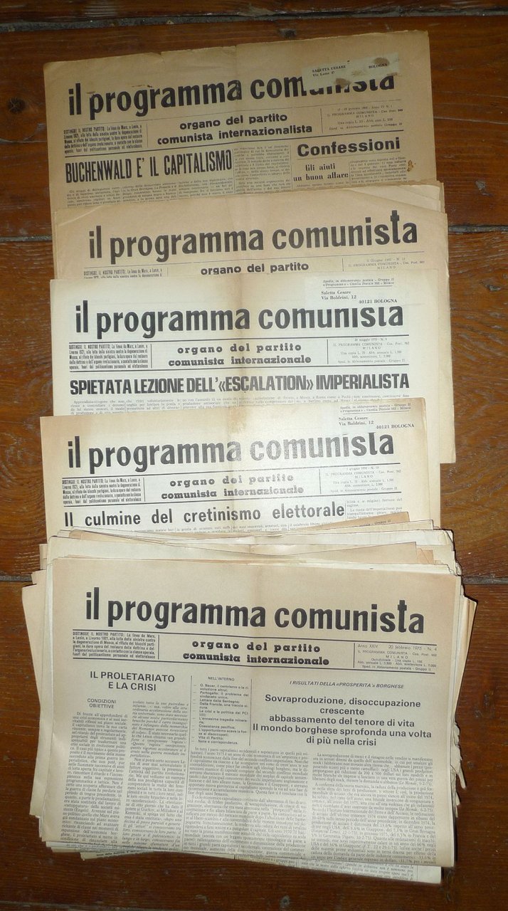 Lotto IL PROGRAMMA COMUNISTA ORGANO DEL PCInt 1960-1975[comunismo,Bordiga