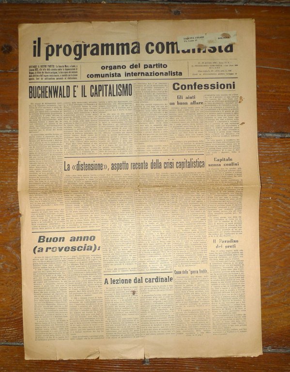 Lotto IL PROGRAMMA COMUNISTA ORGANO DEL PCInt 1960-1975[comunismo,Bordiga