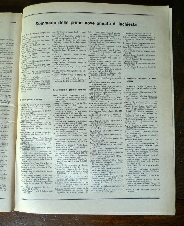 Lotto INCHIESTA.Rivista trimestrale,Dedalo 1971-82[politica,sociologia,150 ore