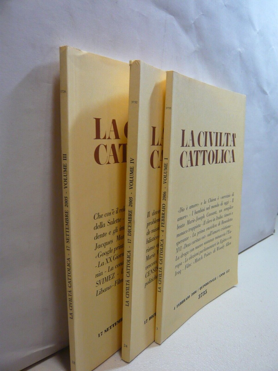 Lotto LA CIVILTA’ CATTOLICA.Rivista quindicinale,2005/06[Gianpaolo Salvini