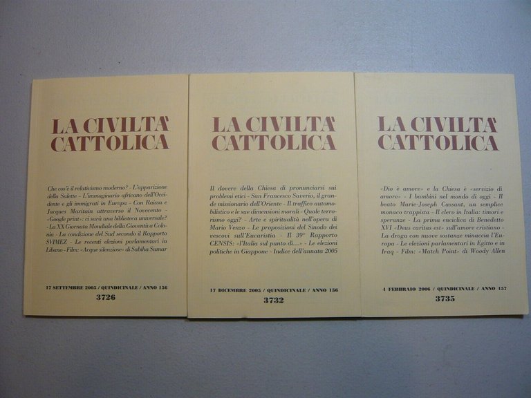 Lotto LA CIVILTA’ CATTOLICA.Rivista quindicinale,2005/06[Gianpaolo Salvini