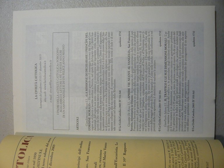 Lotto LA CIVILTA’ CATTOLICA.Rivista quindicinale,2005/06[Gianpaolo Salvini