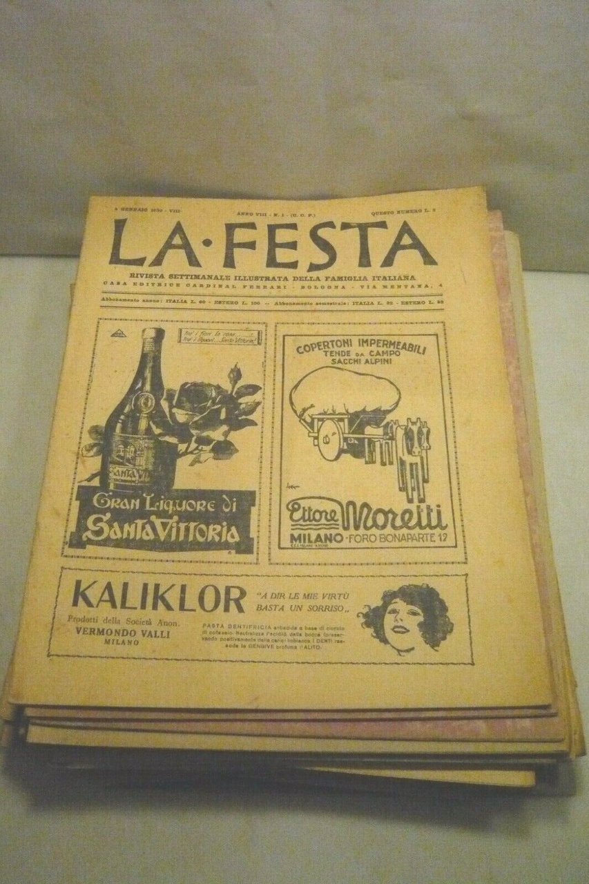 Lotto LA FESTA.Rivista settimanale illustrata della famiglia italiana,1929/30/31