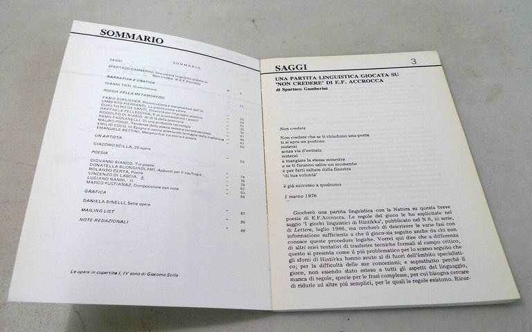 Lotto LETTERA.Rivista trimestrale,1987 Fabbiani[poesia,grafica,arte,annata
