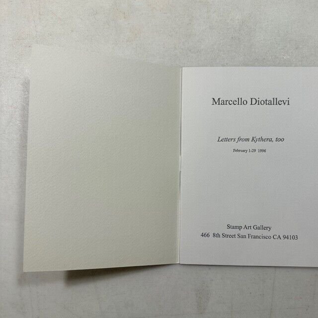 Lotto Marcello Diotallevi,LETTERS FROM KYTHERA,OPERE DAL 1978 AL 1996,FIABE...